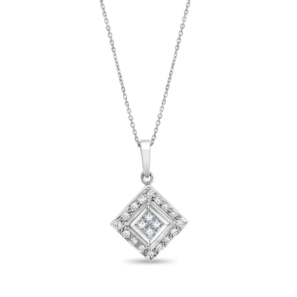 Princess Cut Diamond Pendant .46cttw 14K White Gold