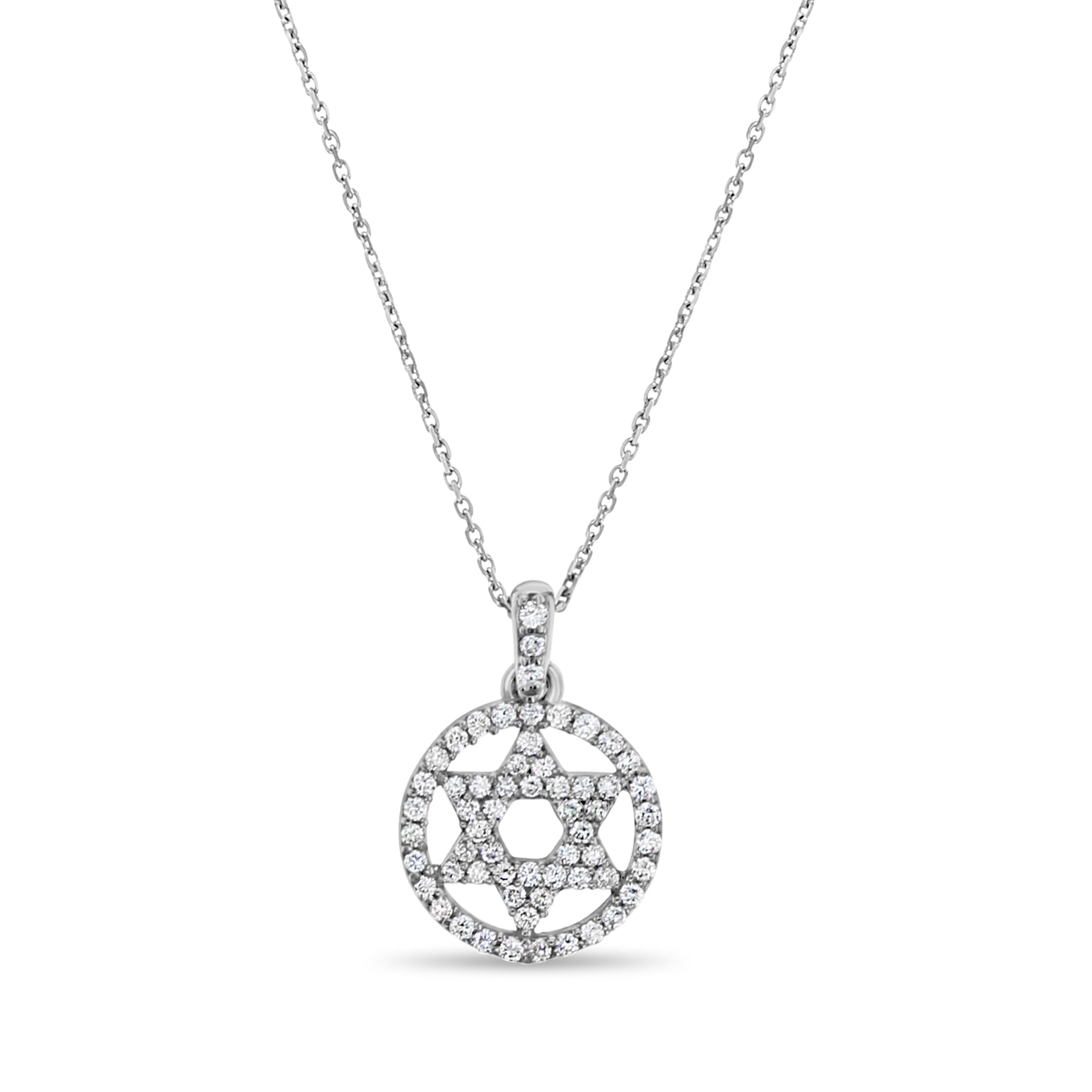 Pendentif étoile juive en diamant 0,62 ct en or blanc 14 carats