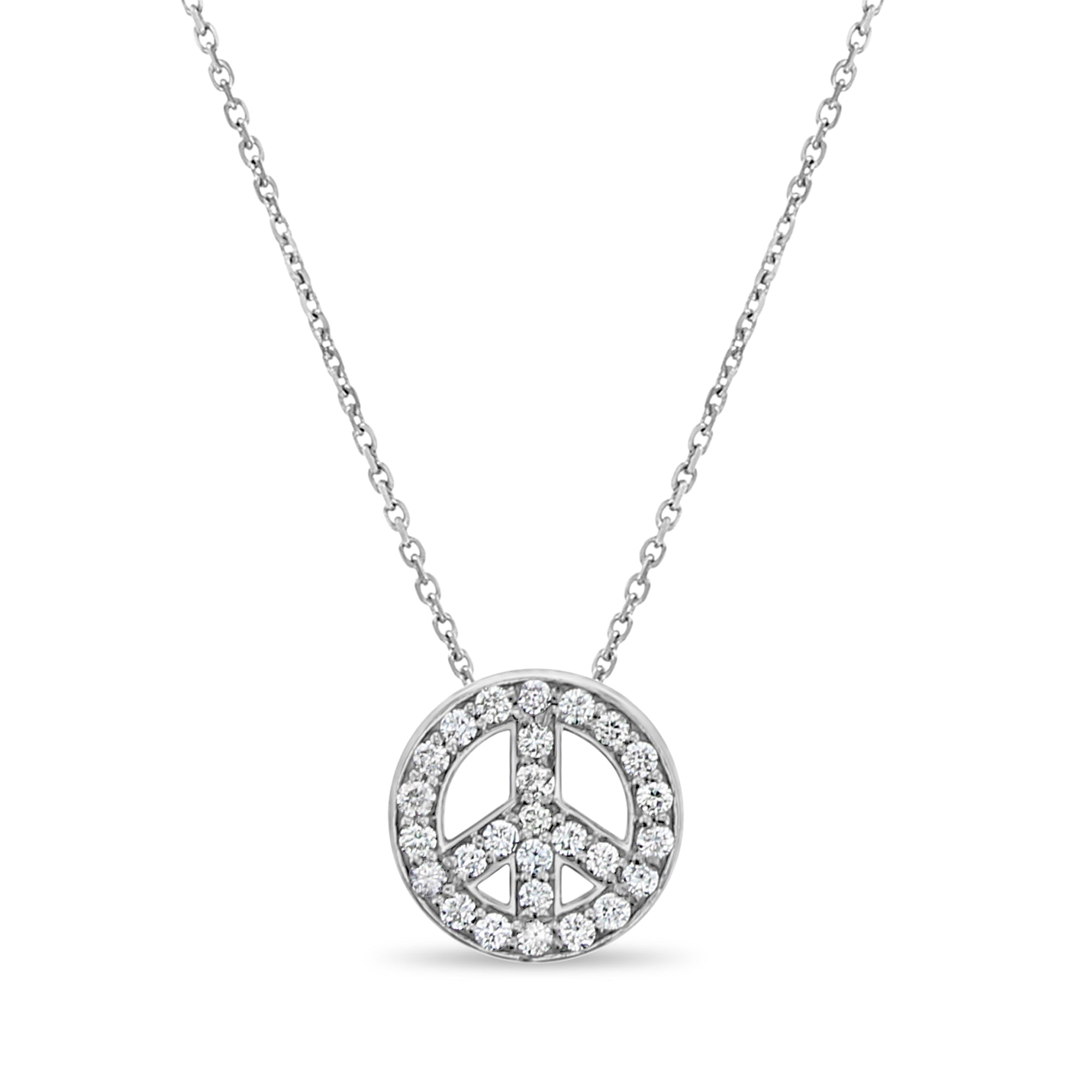 Collier Peace en or blanc 14 carats avec diamants d'un demi-carat