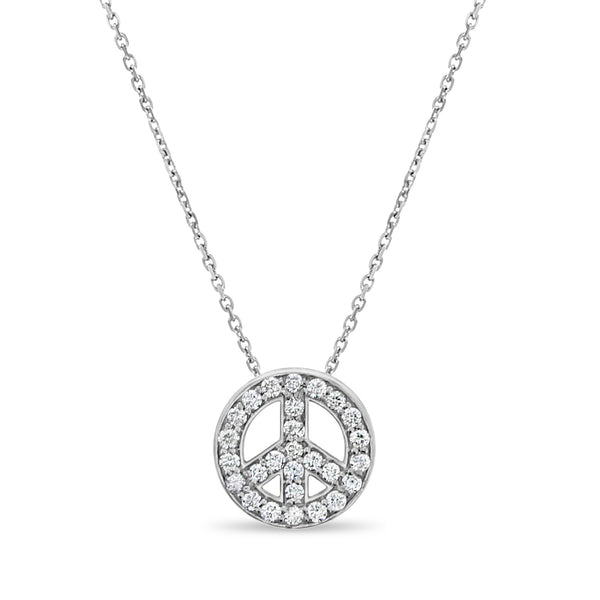 Half Carat Diamond Peace Necklace 14k White Gold