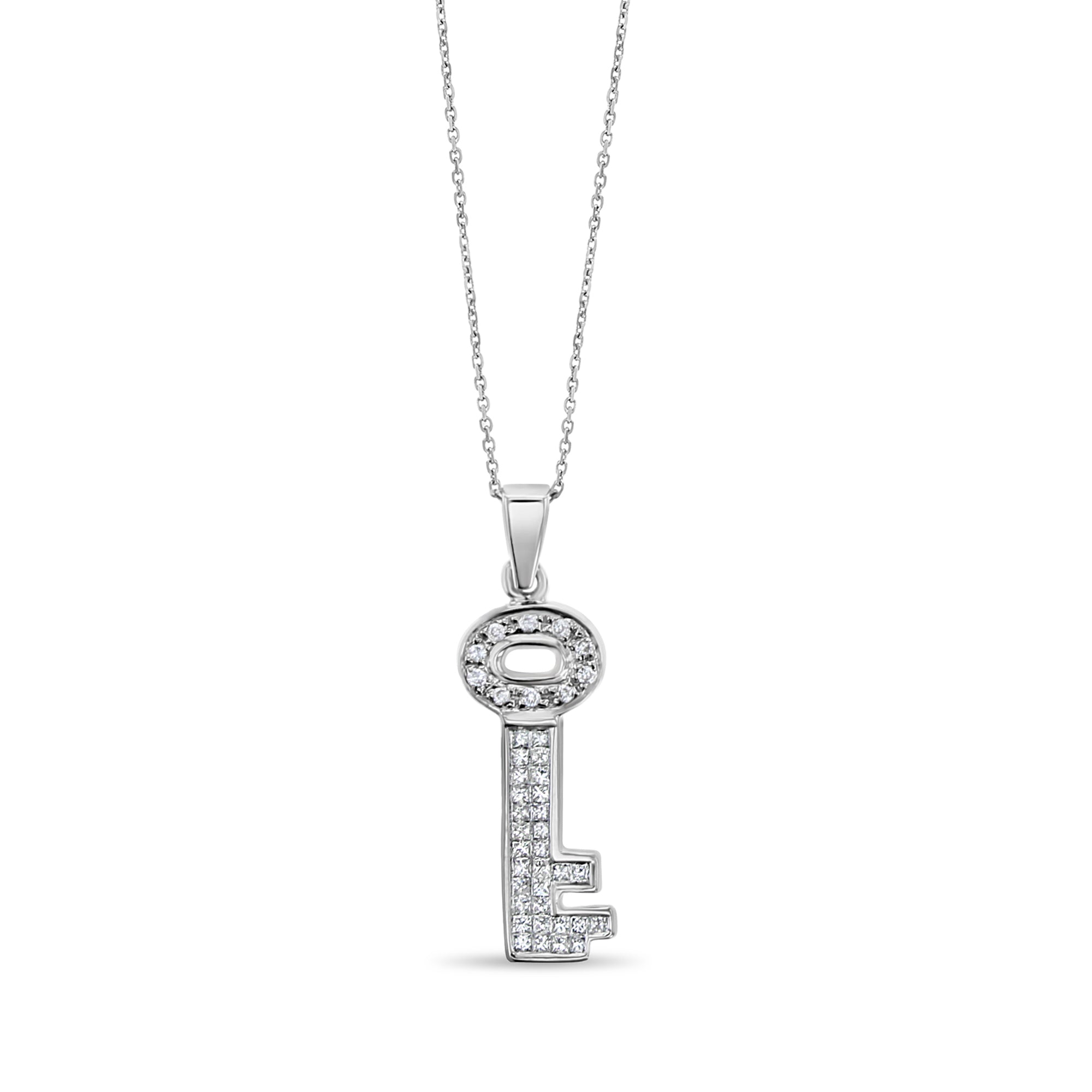 Key To My Heart Diamond Pendant .50cttw 14k White Gold