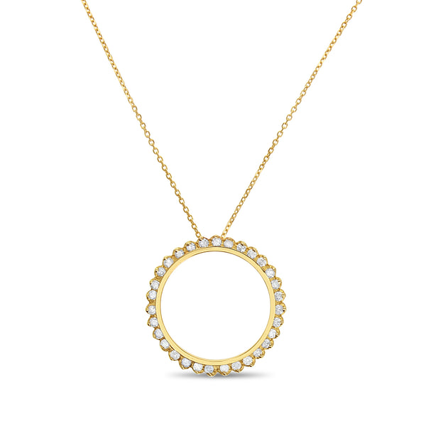 One Carat Circle of Life Diamond Necklace 14k Yellow Gold