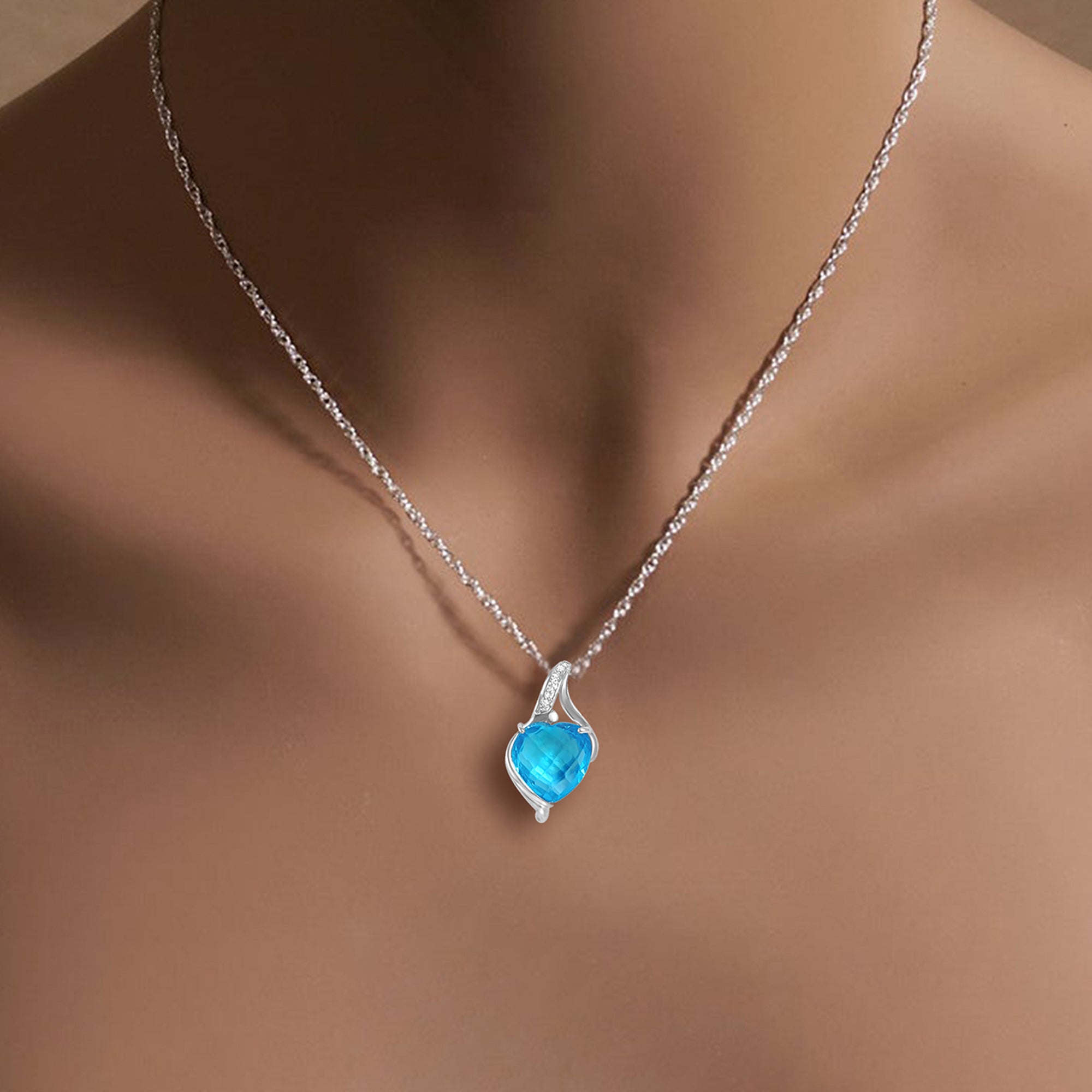 Blue Topaz & Diamond Necklace