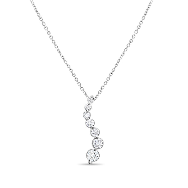 Diamond Journey Necklace .83cttw 14k White Gold or 14k Yellow Gold