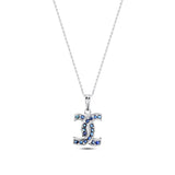 Sapphire Double 'C' Necklace 14k White Gold