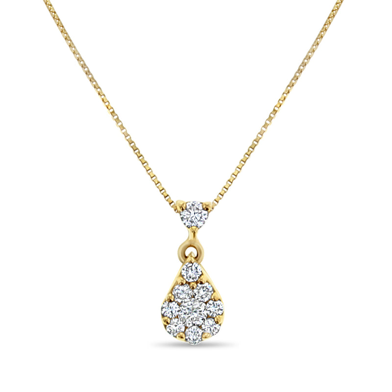 Half Carat Diamond Teardrop Necklace 14k Yellow Gold