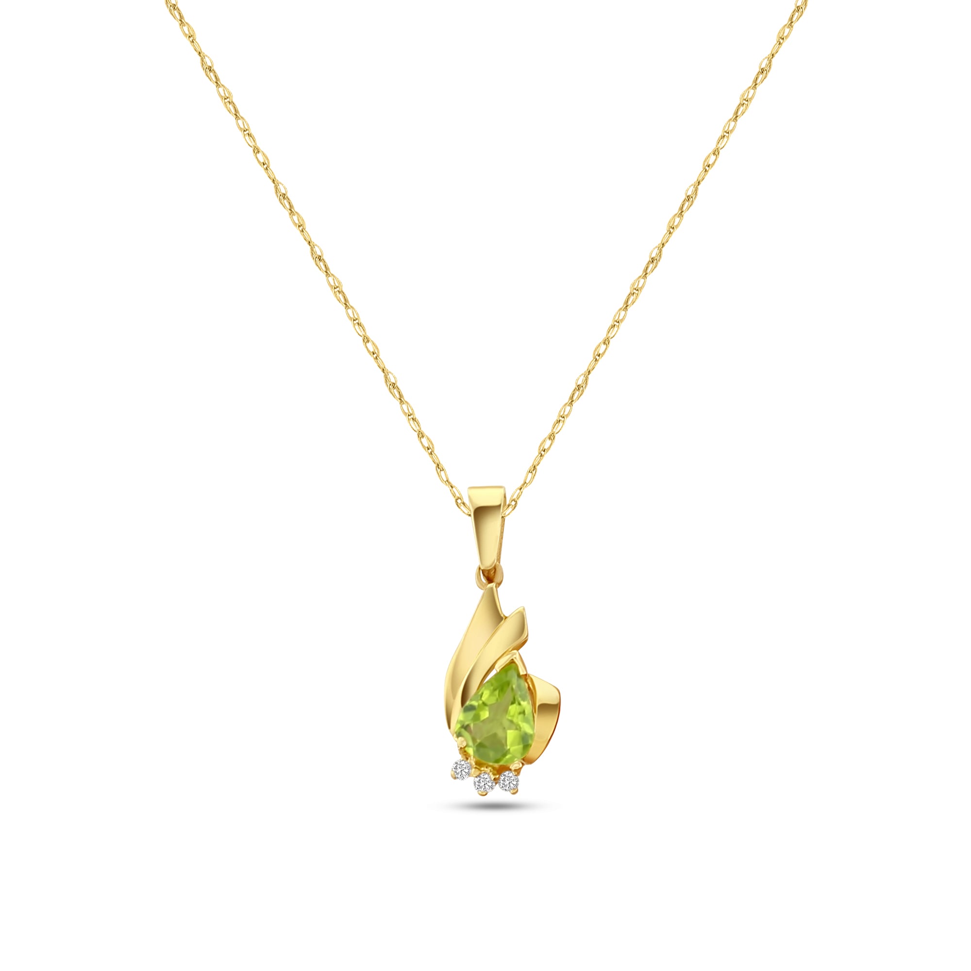 Pendentif en or jaune 14 carats avec diamants et péridots de 1,07 ct