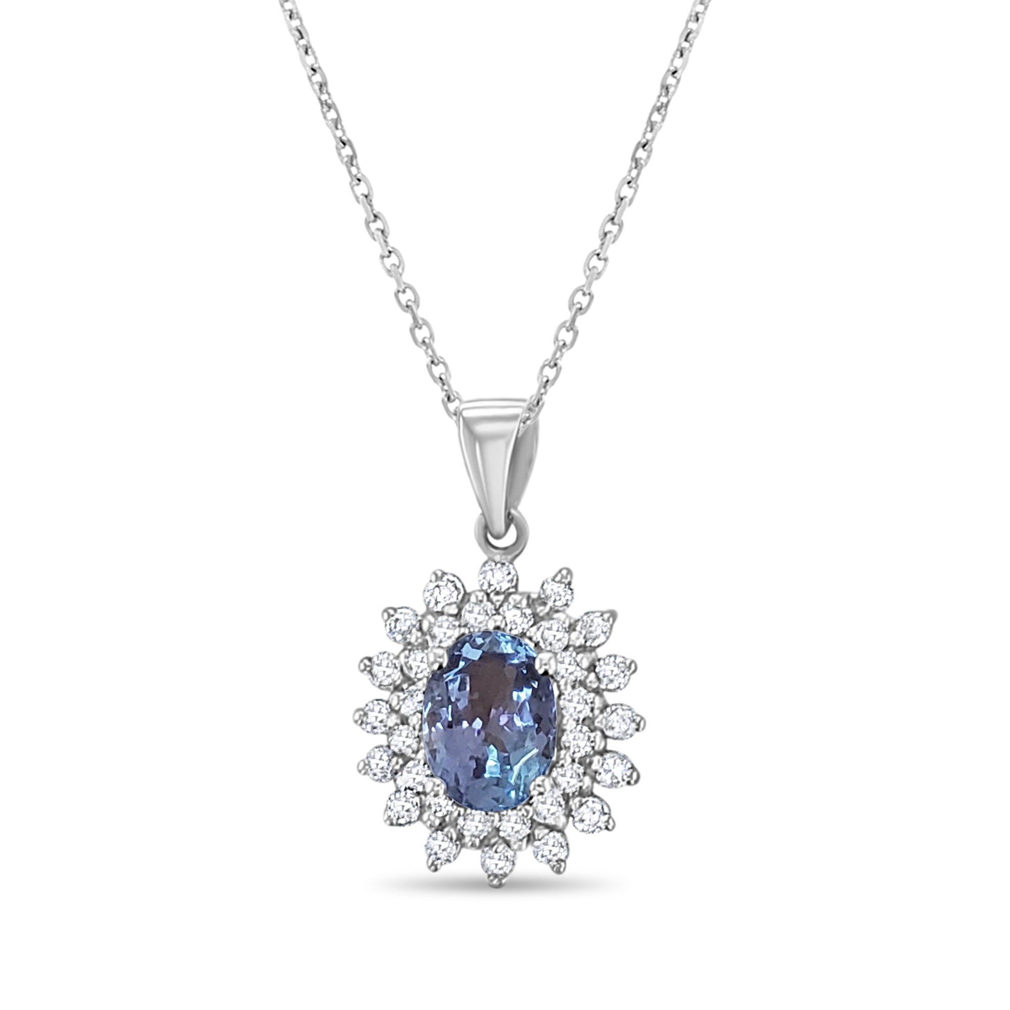 Tanzanite Diamond Pendant 1.04cttw 14k White Gold