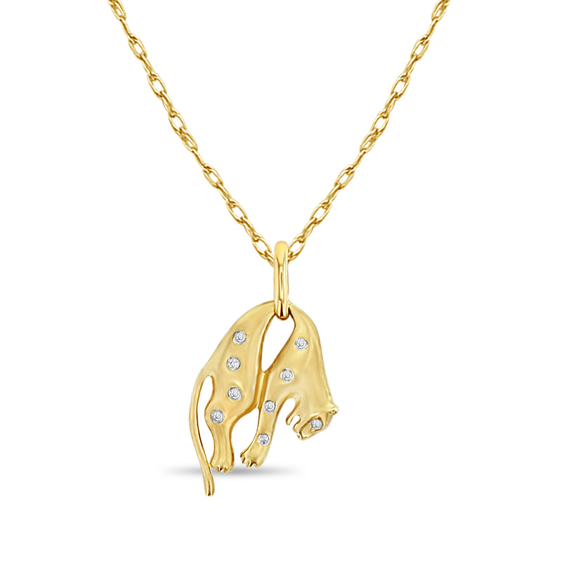 Diamond Encrusted Panther with Satin Finish Necklace