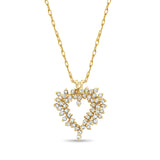 Half Carat Diamond Cluster Heart Necklace 14k Yellow Gold