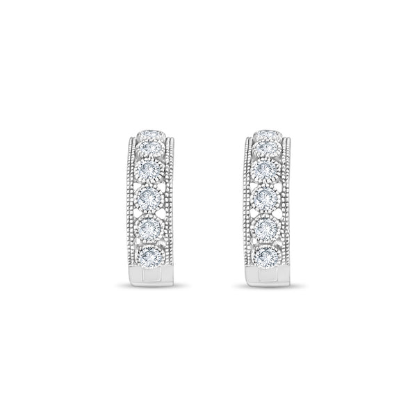 Antique Style Diamond Bezel Earrings .80cttw 14k White Gold