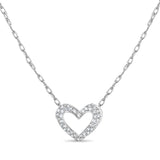 Heart Shaped Pave Diamond Necklace 1.00cttw 14k White Gold