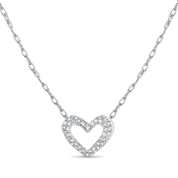 Heart Shaped Pave Diamond Necklace 1.00cttw 14k White Gold