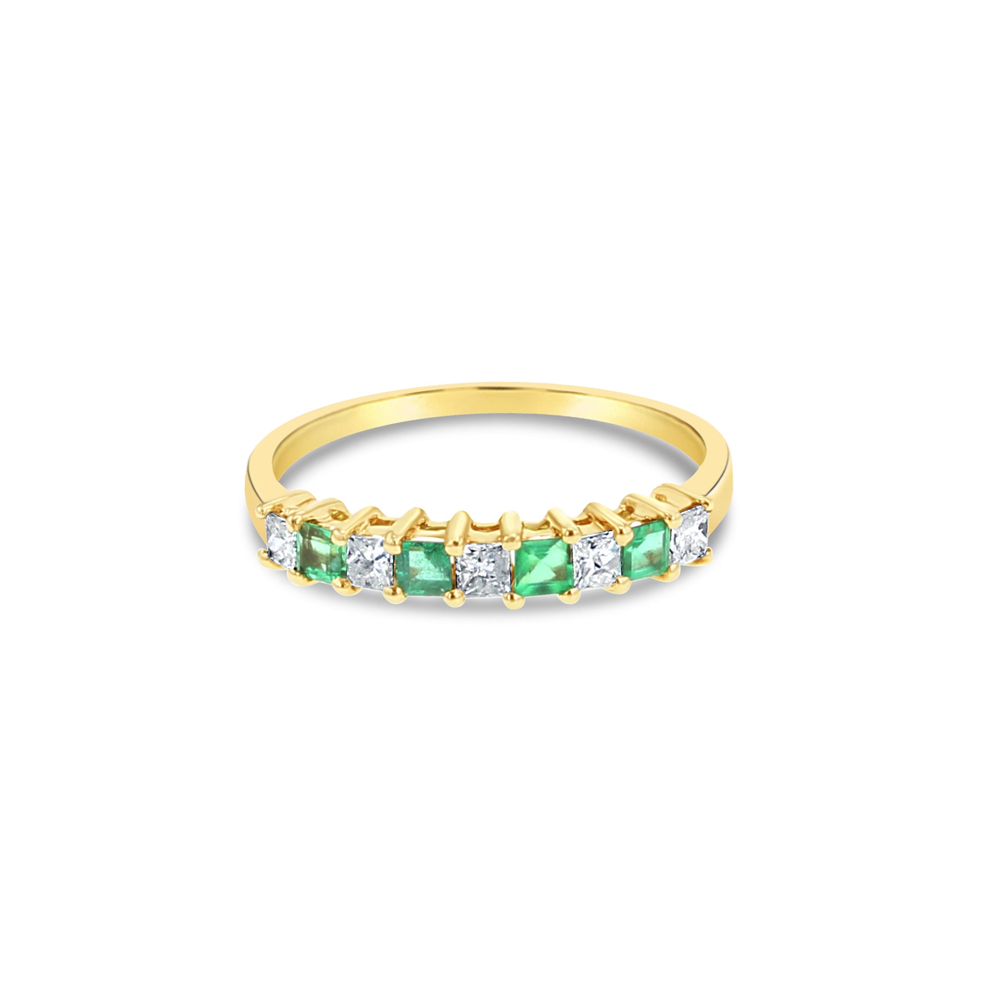 Diamond & Emerald Wedding Band .66cttw 14k Yellow Gold