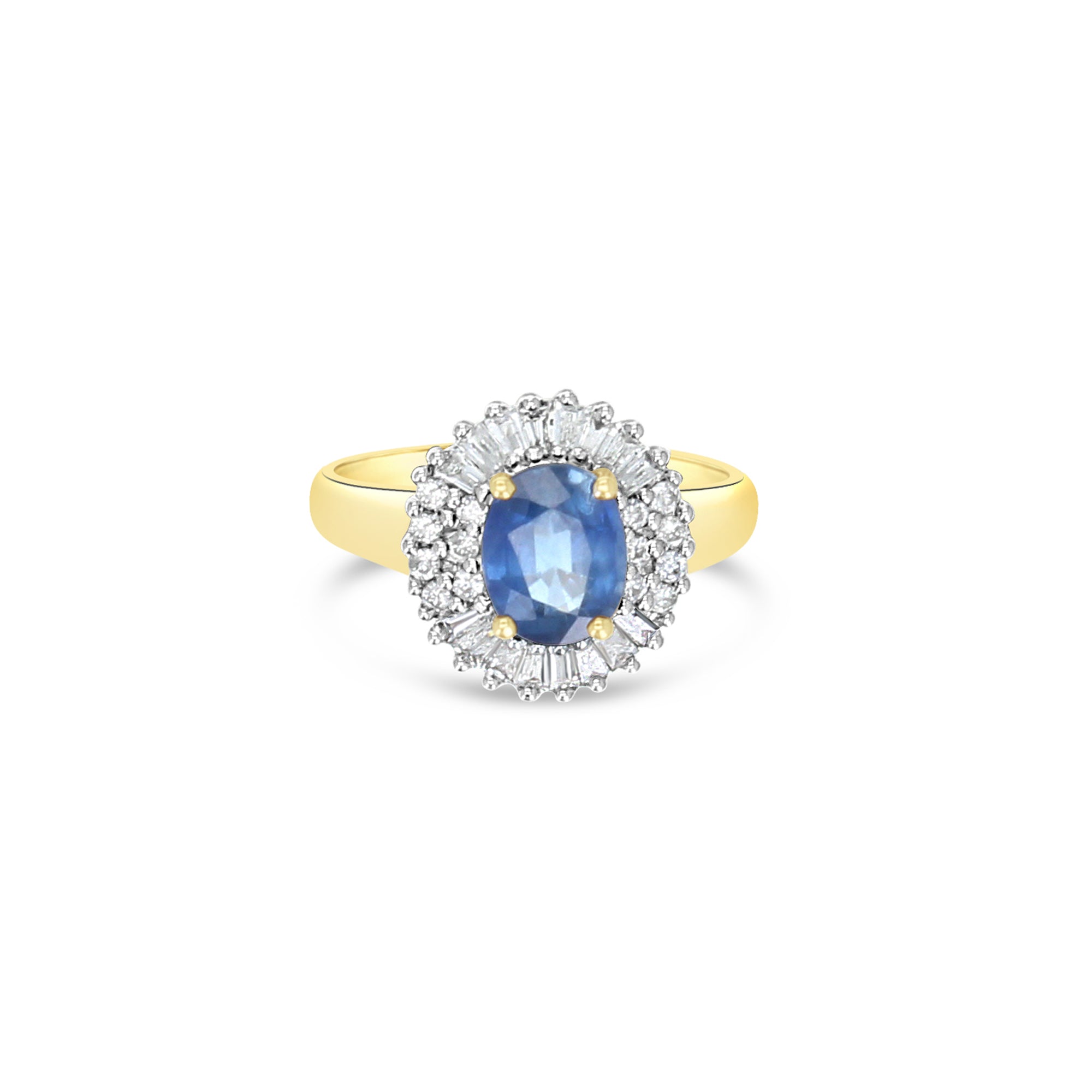 Sapphire Diamond Engagement Ring 1.80cttw 14K Yellow Gold