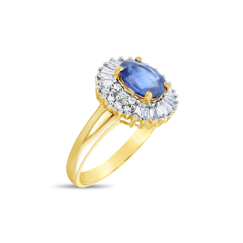 Sapphire Diamond Engagement Ring 1.80cttw 14K Yellow Gold
