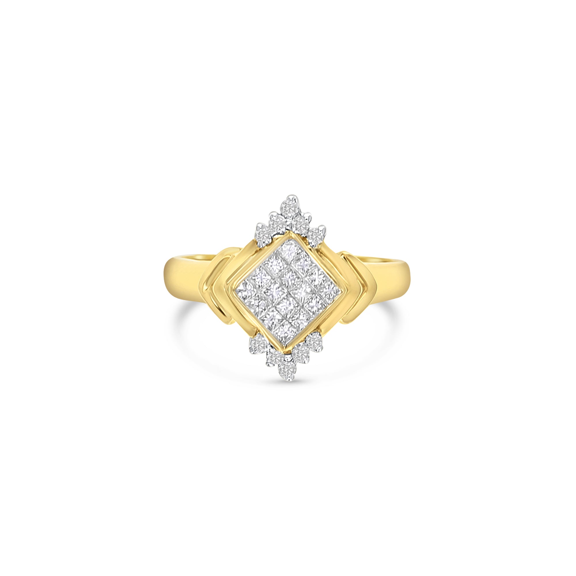 Bague cocktail en or jaune 14 carats avec diamants de 0,50 ct