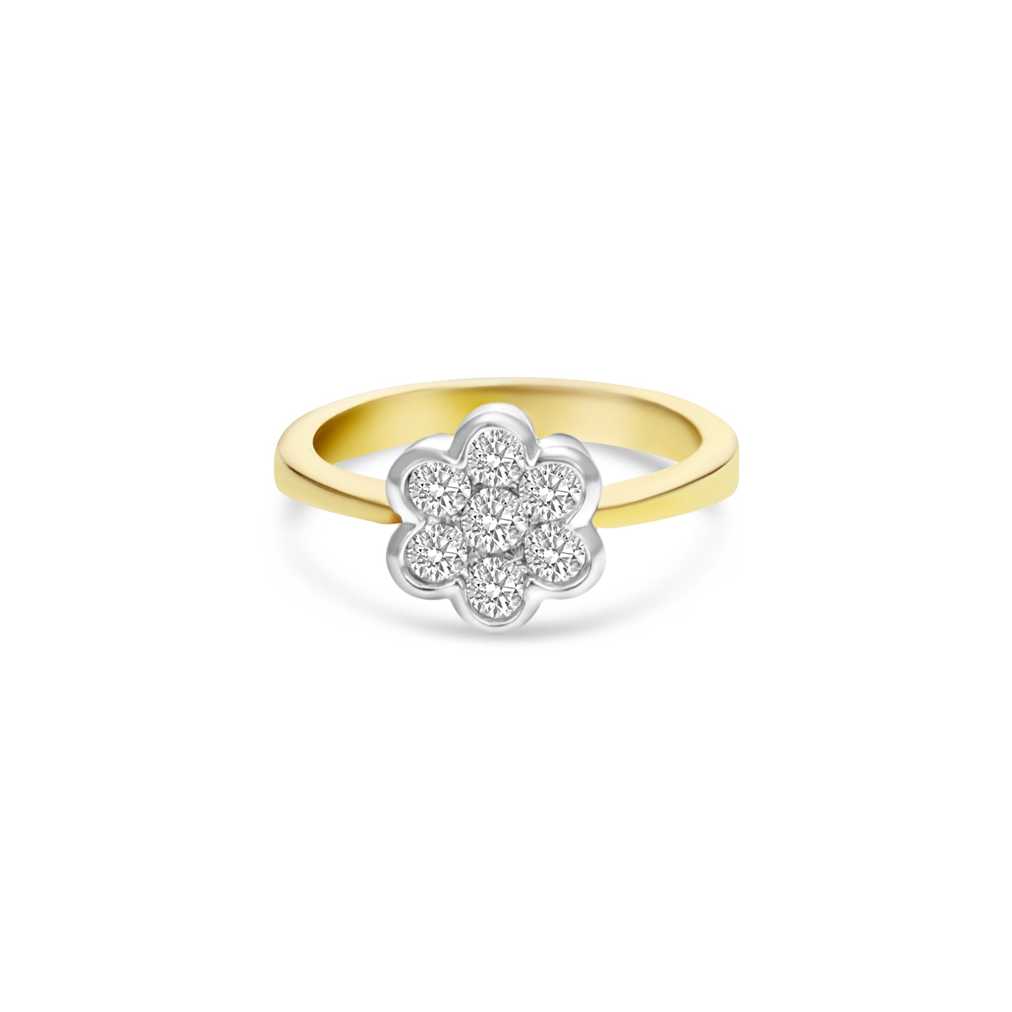 Flower Shaped Diamond Ring .51cttw 14K Yellow Gold