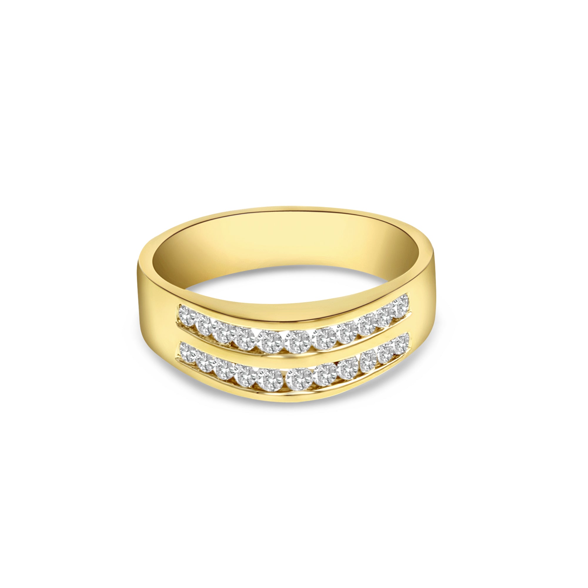 Double Row Diamond Wedding Band .75cttw 14K Yellow Gold