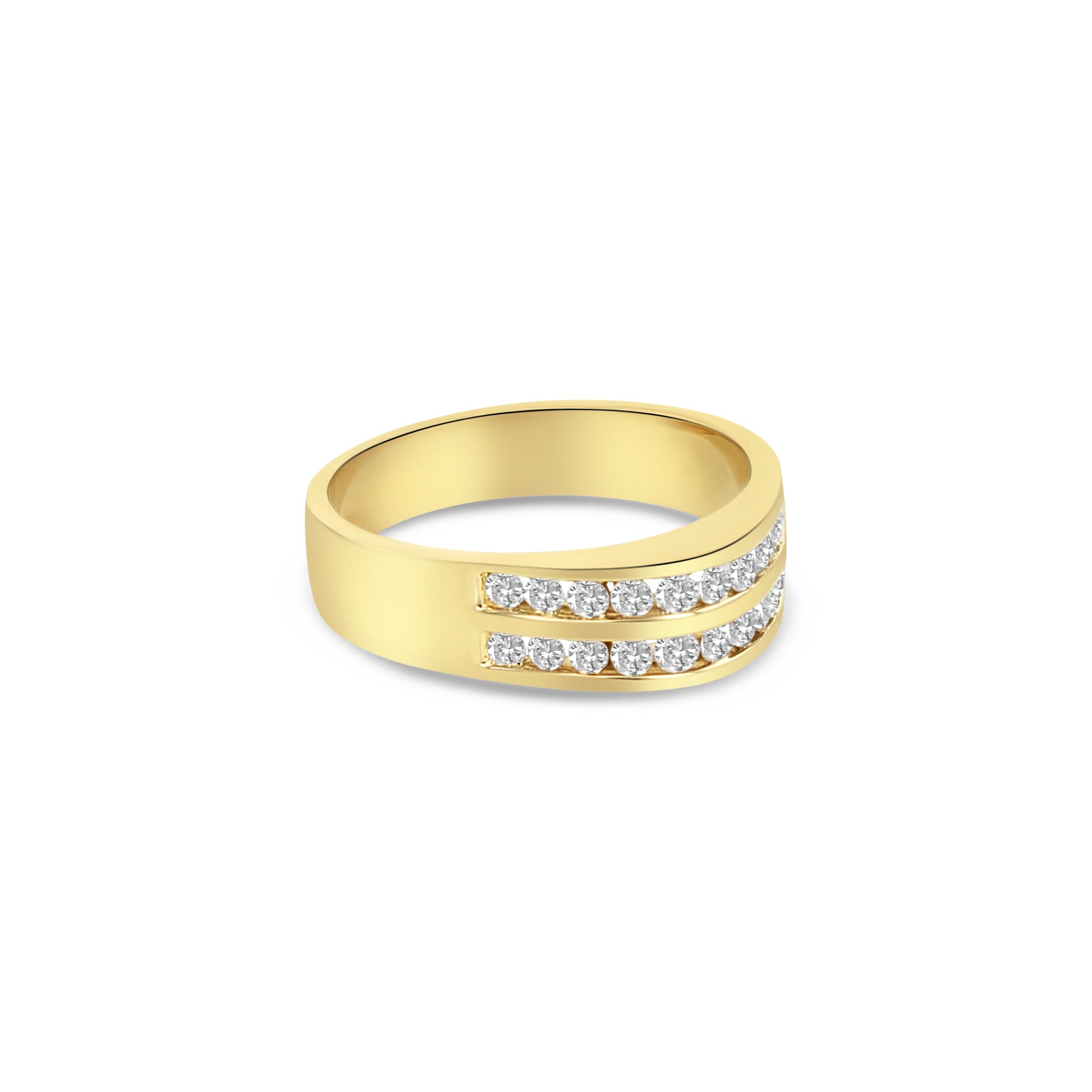 Double Row Diamond Wedding Band .75cttw 14K Yellow Gold