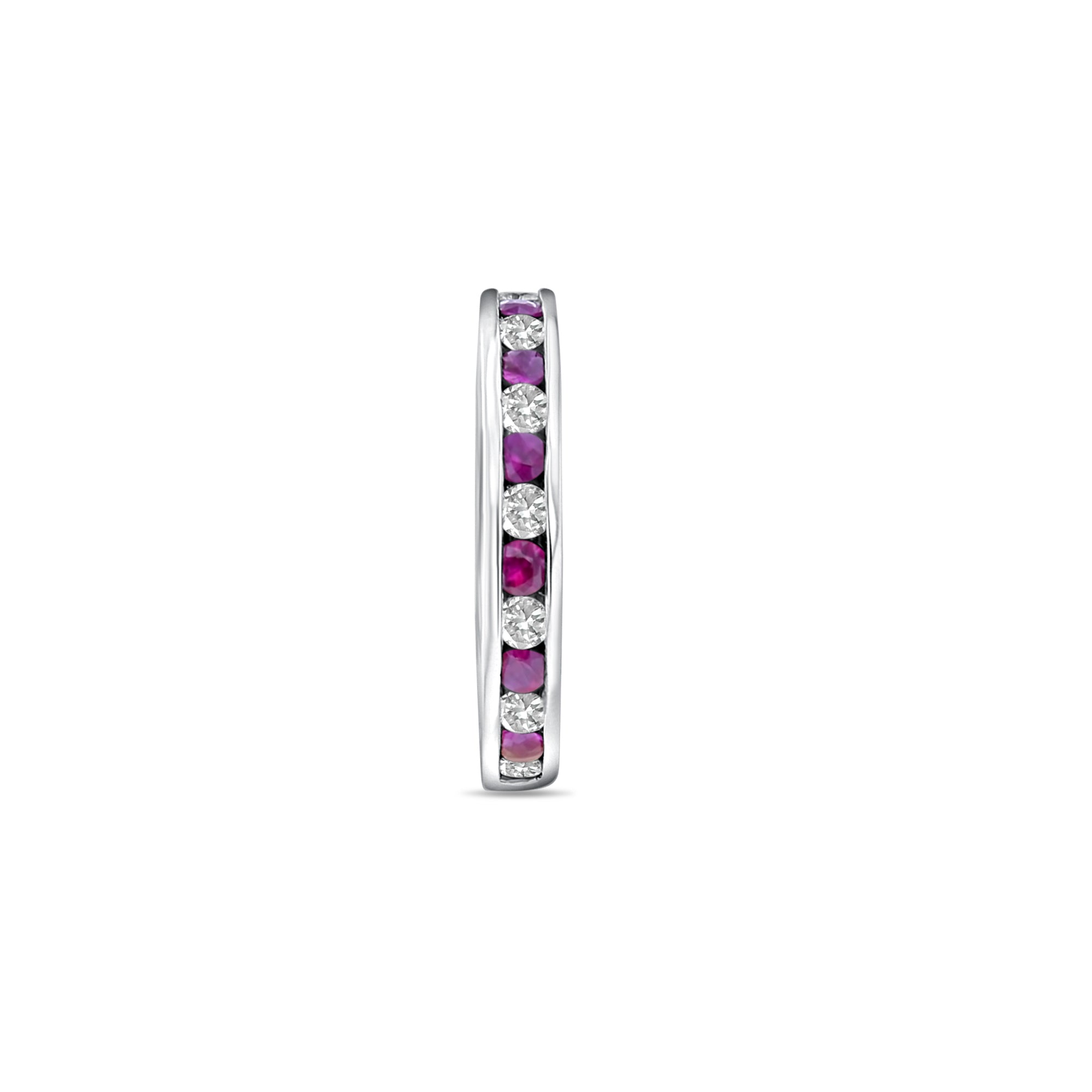 Eternity Diamond & Ruby Wedding Band 1.00cttw 14k White Gold