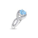 Blue Topaz Diamond Ring 2.05cttw 14k White Gold