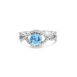 Blue Topaz Diamond Ring 2.05cttw 14k White Gold