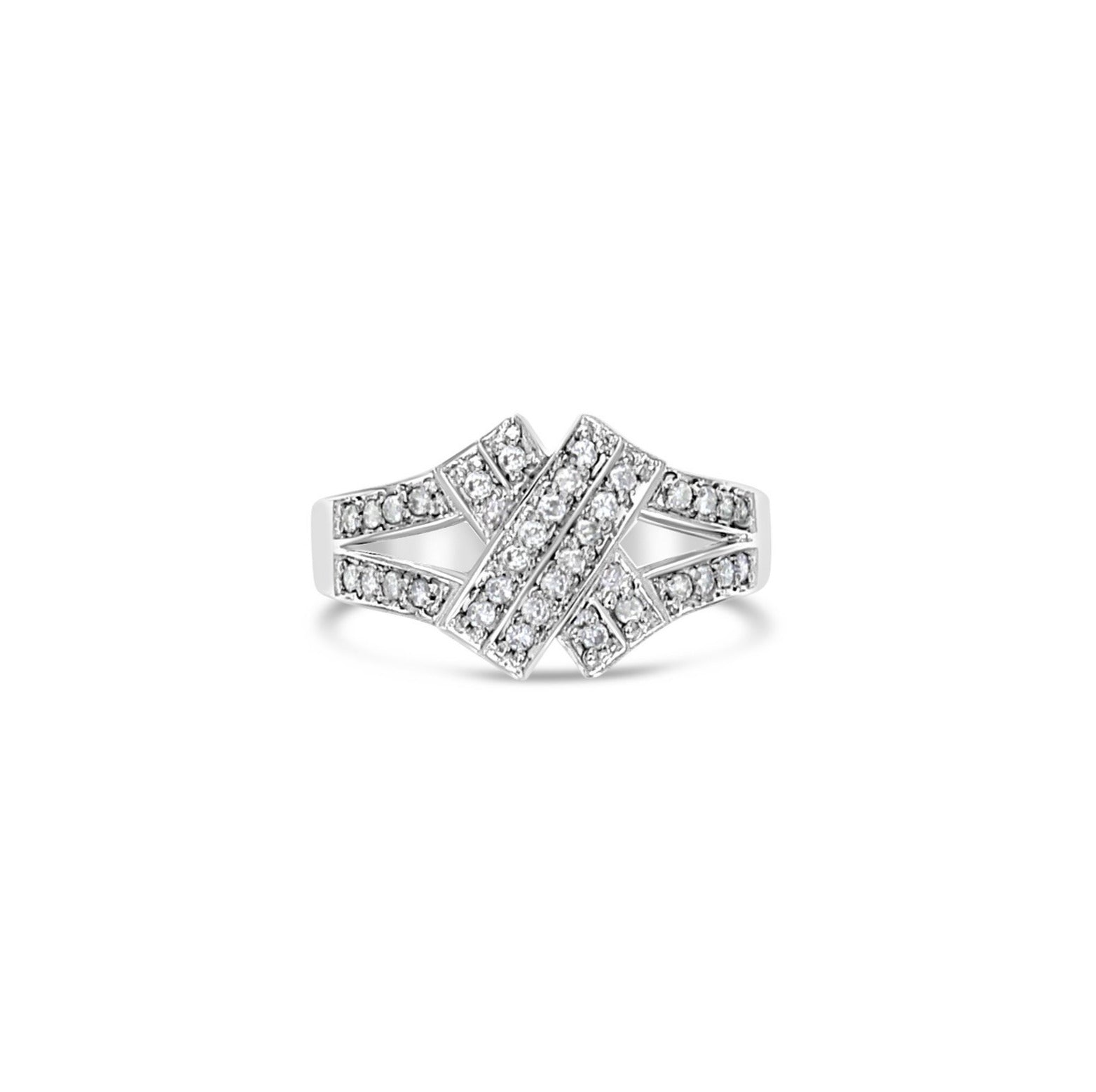 Diamond XOXO Statement Ring .29cttw 14k White Gold