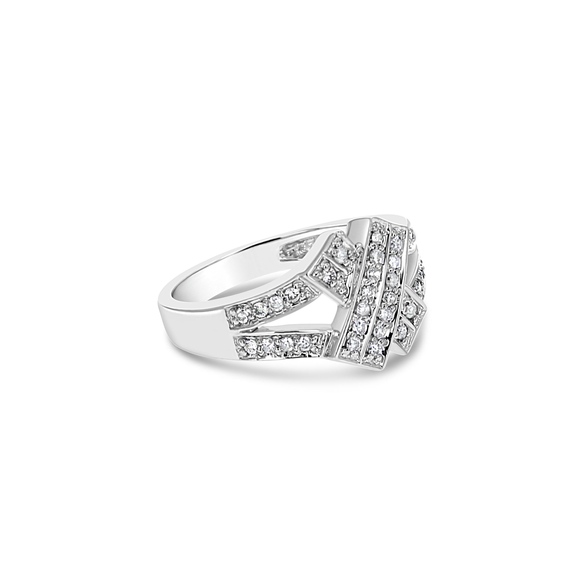 Diamond XOXO Statement Ring .29cttw 14k White Gold