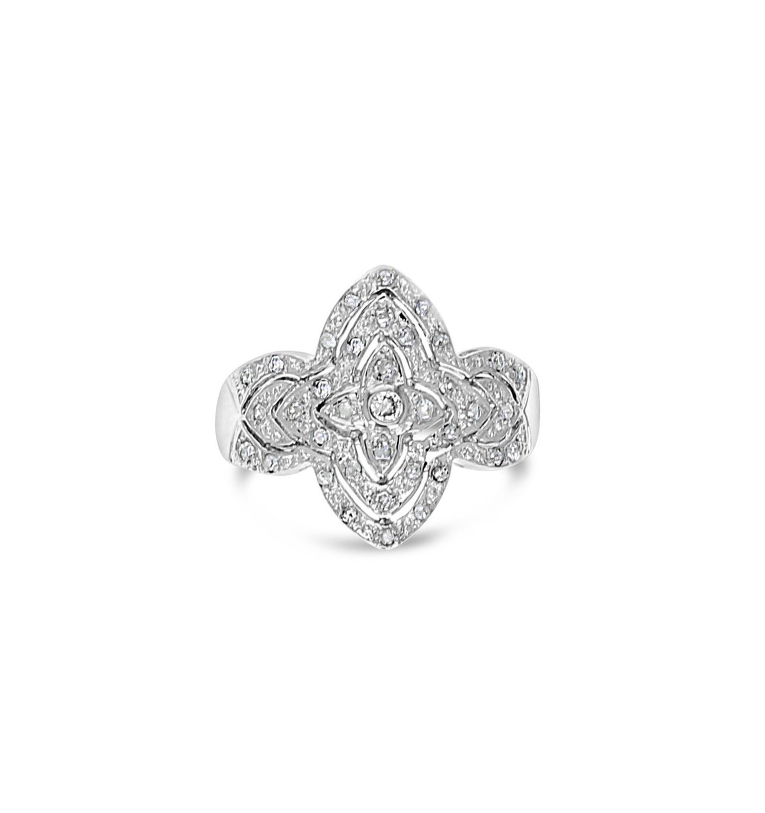 Vintage Style Diamond Ring .21cttw 14k White Gold