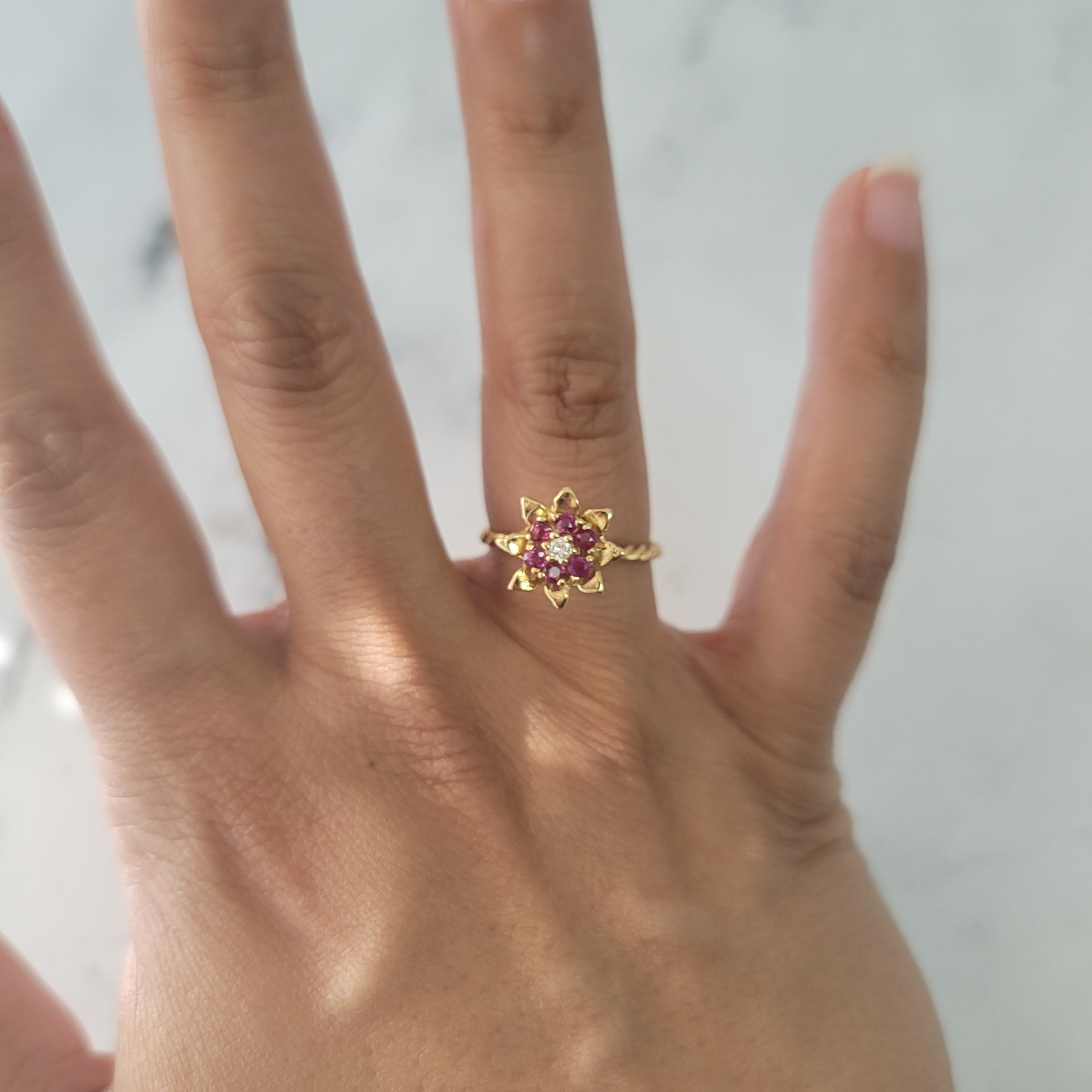 1980s ruby tulip ring