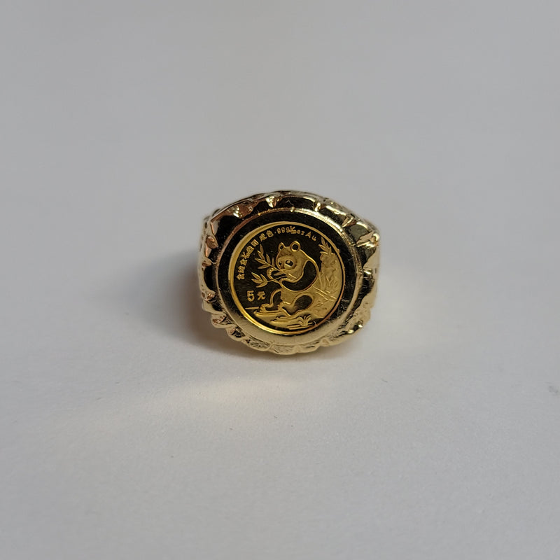 1991 Nugget Panda Coin Ring  .999 1/20OZ 14k Yellow Gold