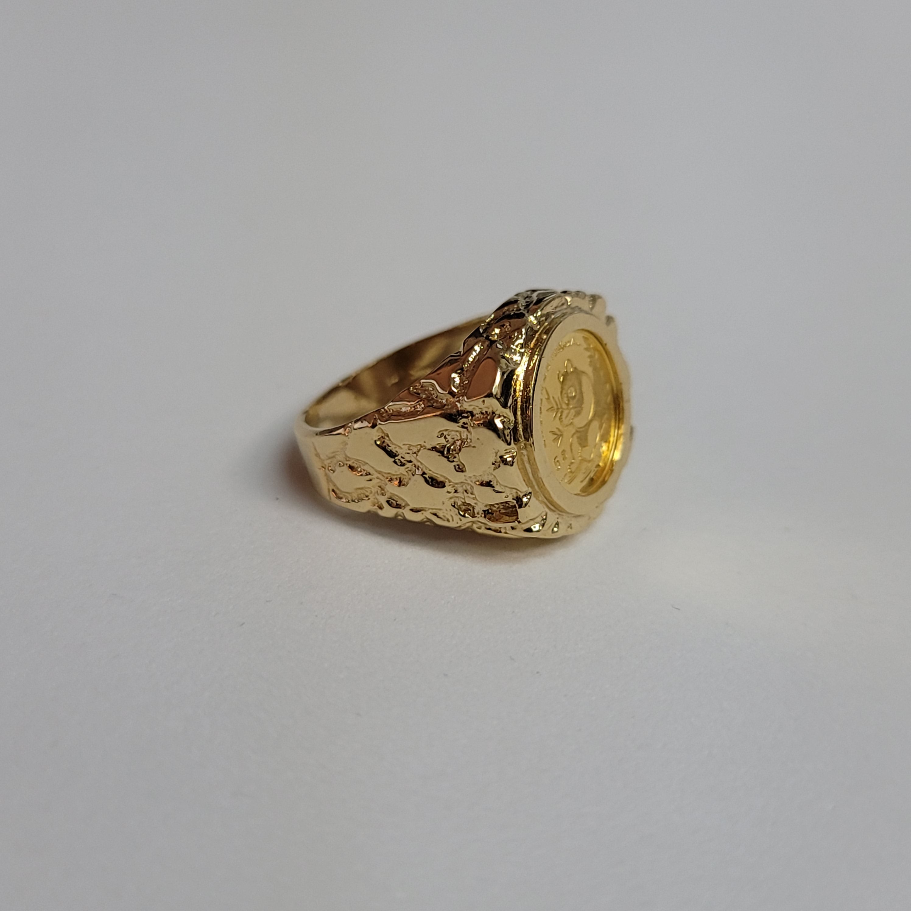 1991 Nugget Panda Coin Ring  .999 1/20OZ 14k Yellow Gold