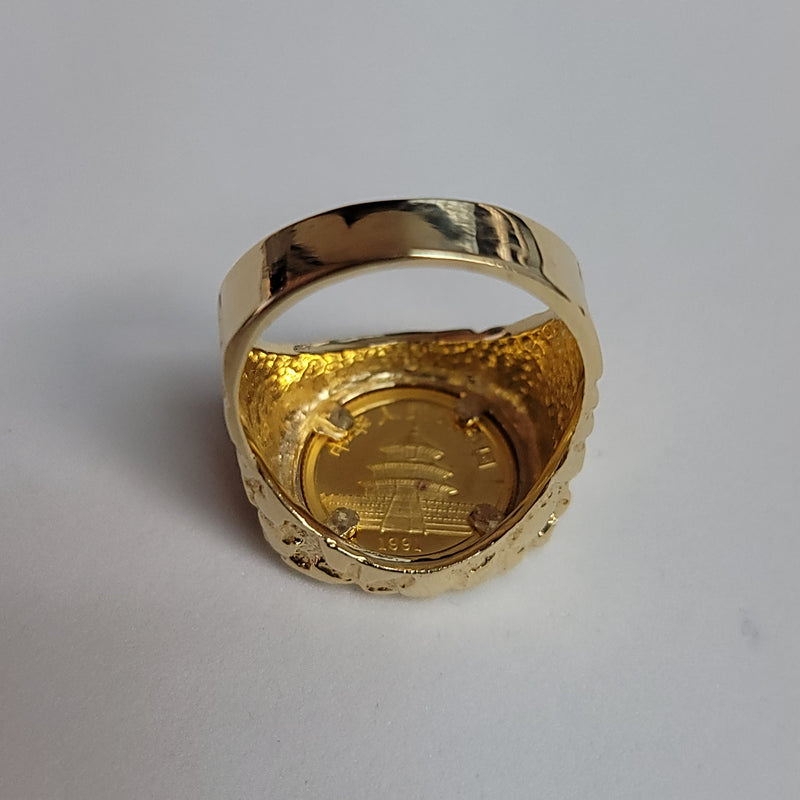 1991 Nugget Panda Coin Ring  .999 1/20OZ 14k Yellow Gold