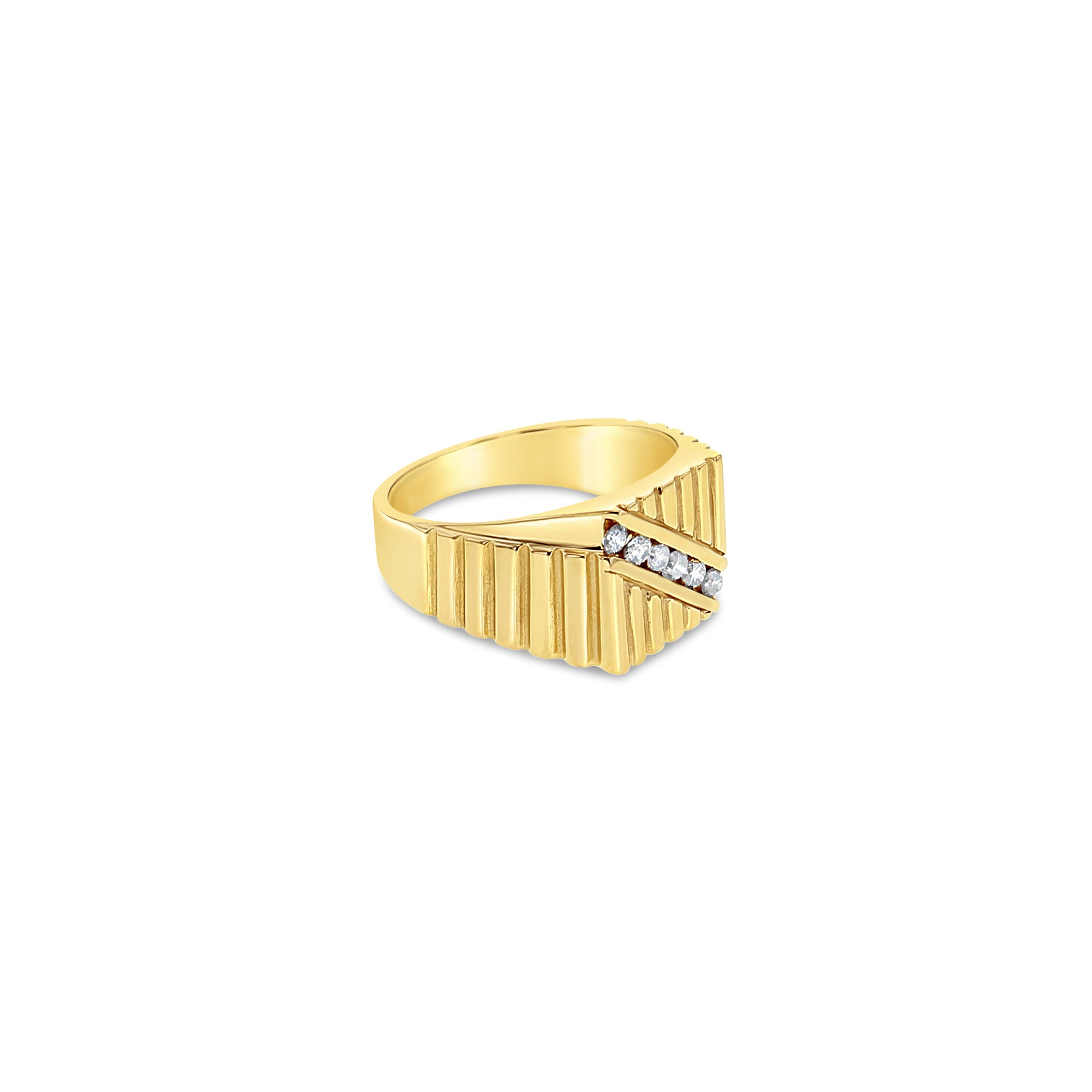 Diagonal Diamond Mens Wedding Band .36cttw 14k Yellow Gold