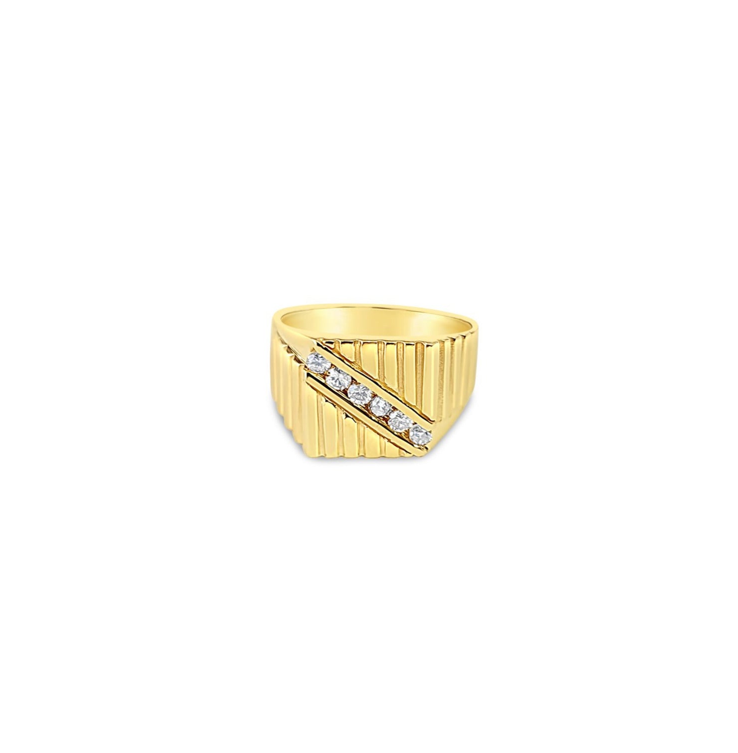 Diagonal Diamond Mens Wedding Band .36cttw 14k Yellow Gold