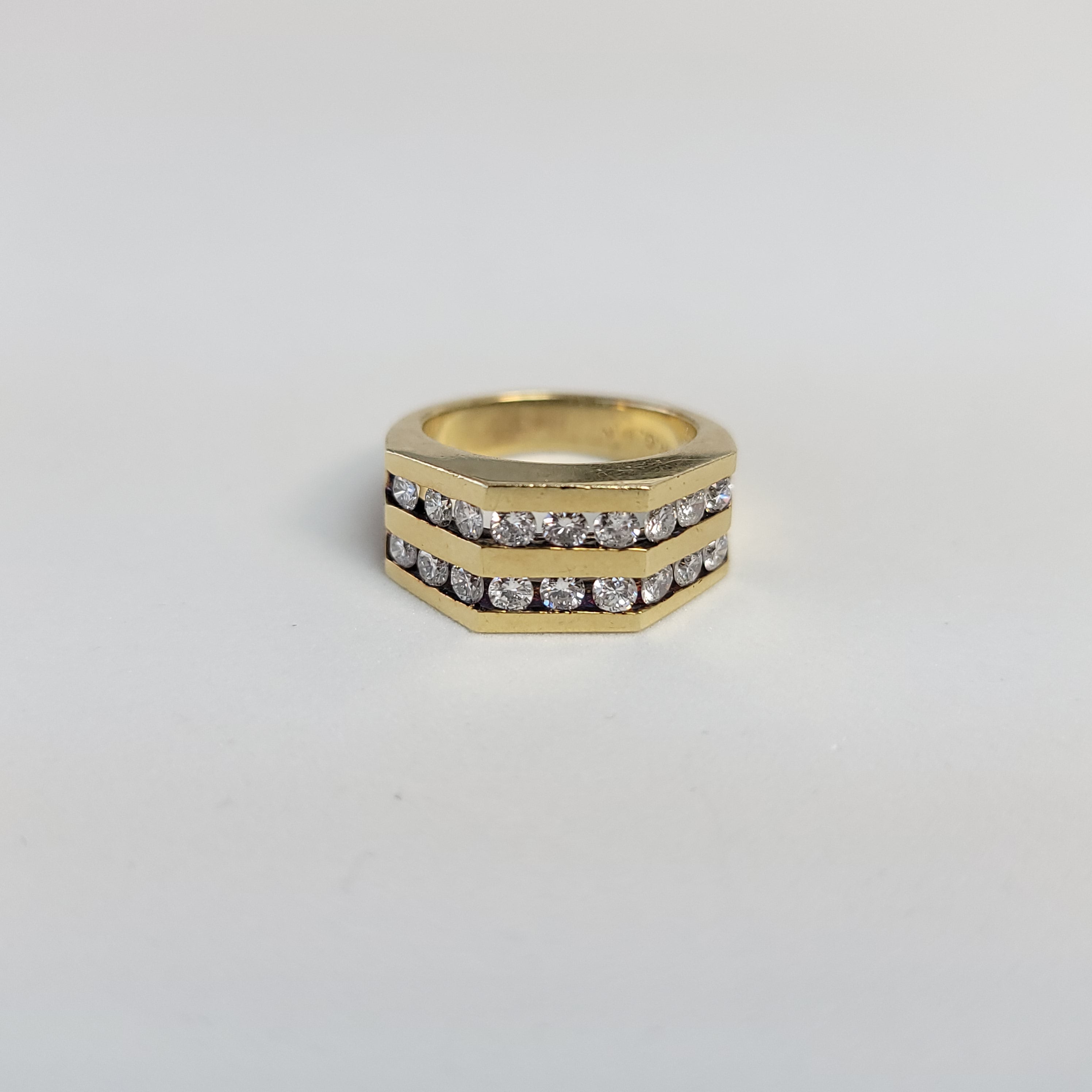 Double Row Diamond Band 1.00cttw 14k Yellow Gold