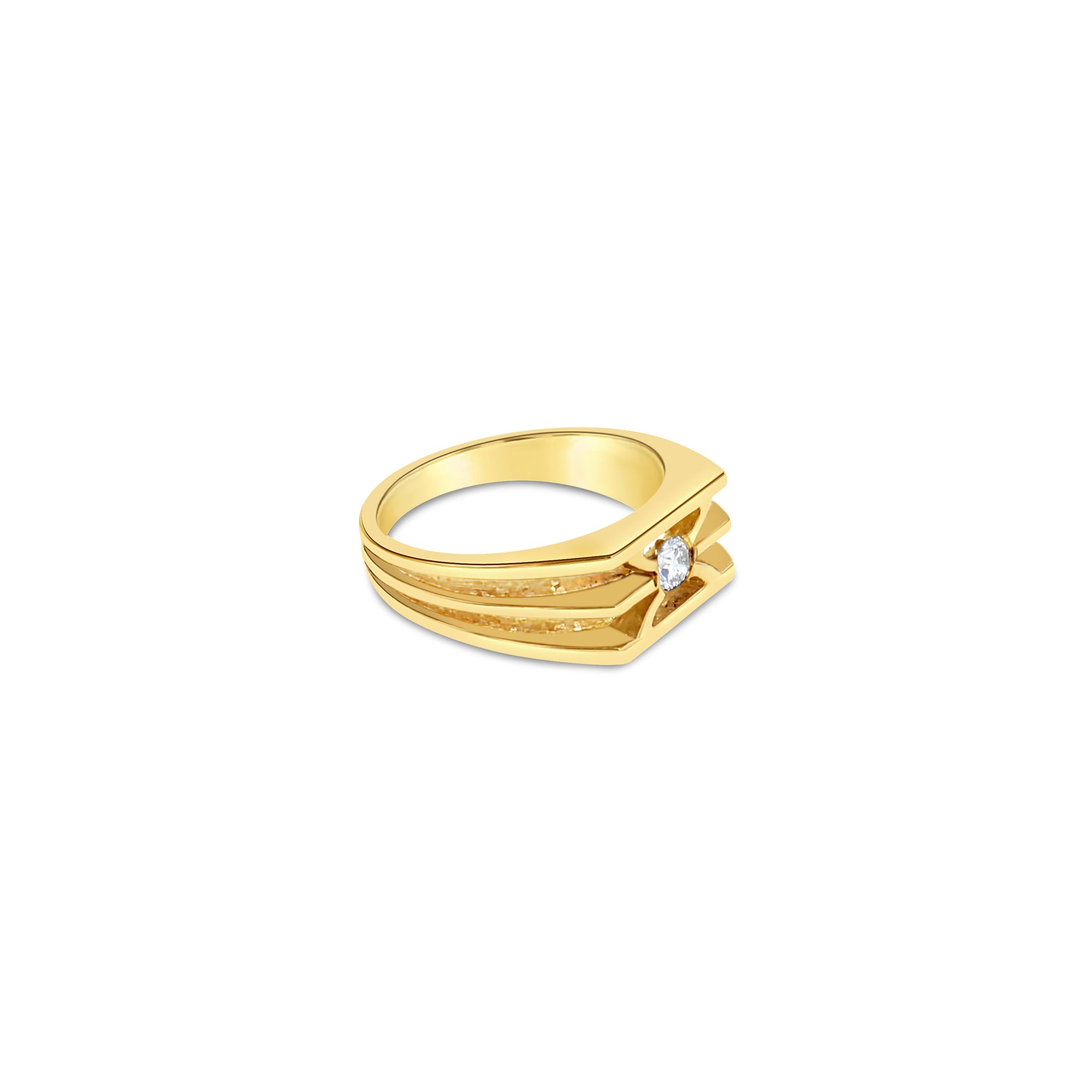 Mens Solitaire Diamond Ring .20cttw 14k Yellow Gold