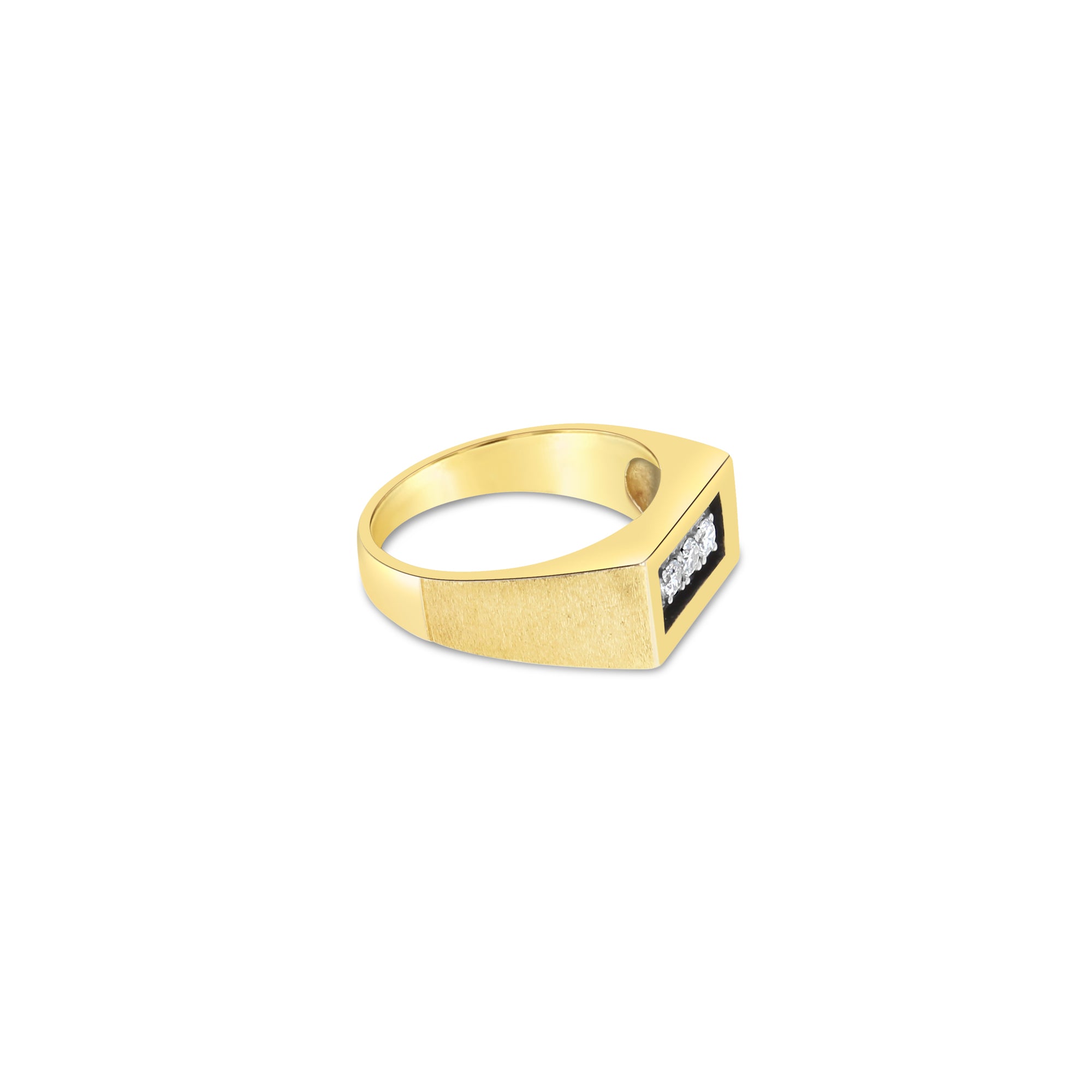 Mens Diamond Wedding Band with Brushed Satin Trim .20cttw 14k Yellow Gold