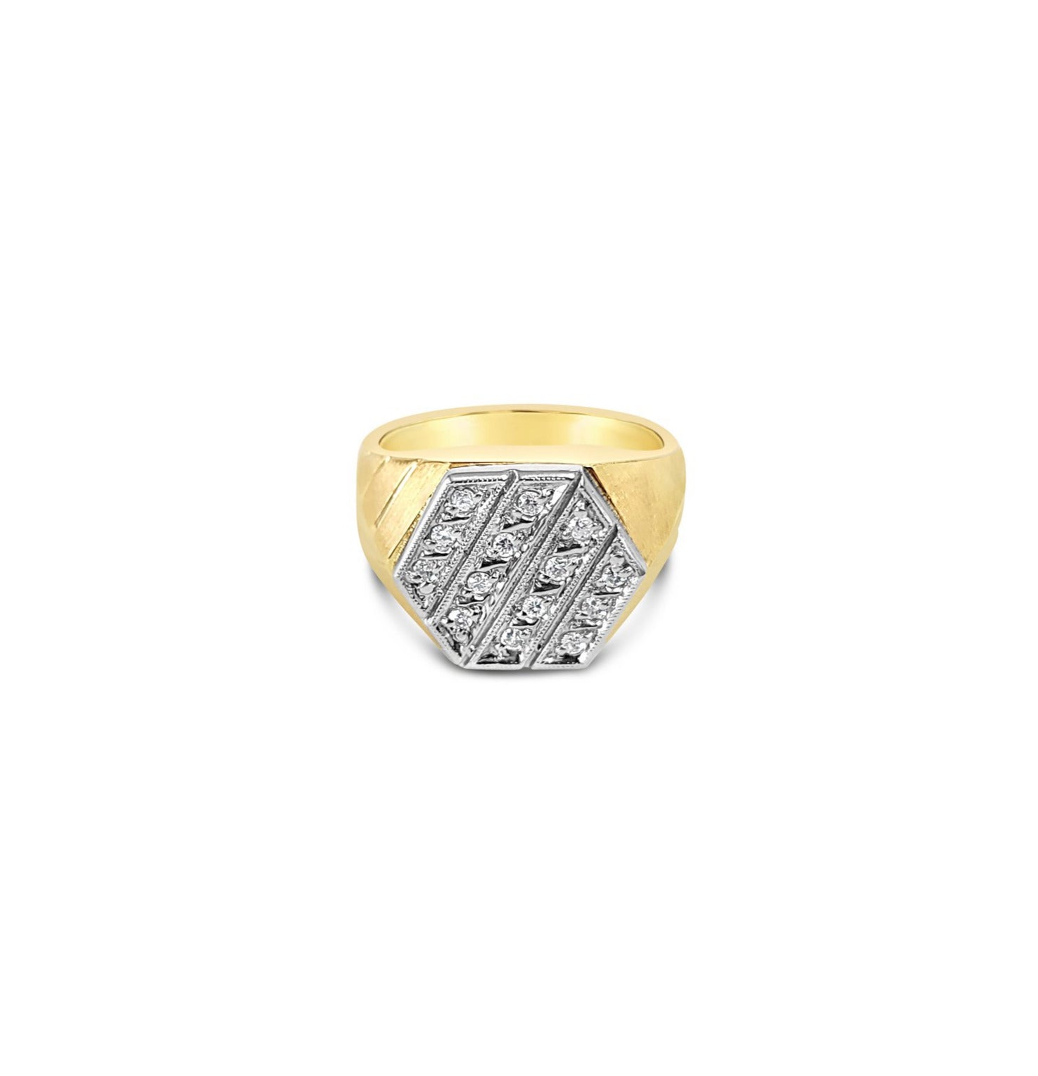 Mens Pave Cluster Ring .20cttw 14k Two-Toned Gold