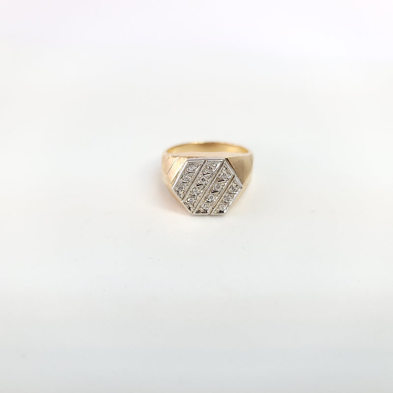 Mens Pave Cluster Ring .20cttw 14k Two-Toned Gold