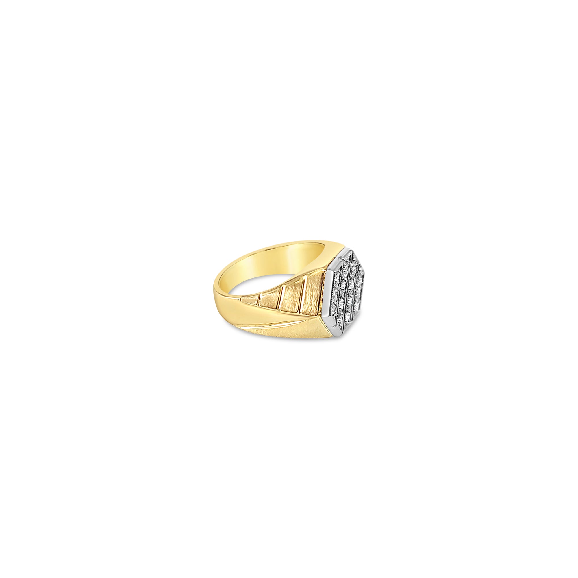 Mens Pave Cluster Ring .20cttw 14k Two-Toned Gold