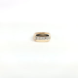 Horizontal Diamond Band with Satin Finish on sides .25cttw 14k Two-Toned Gold