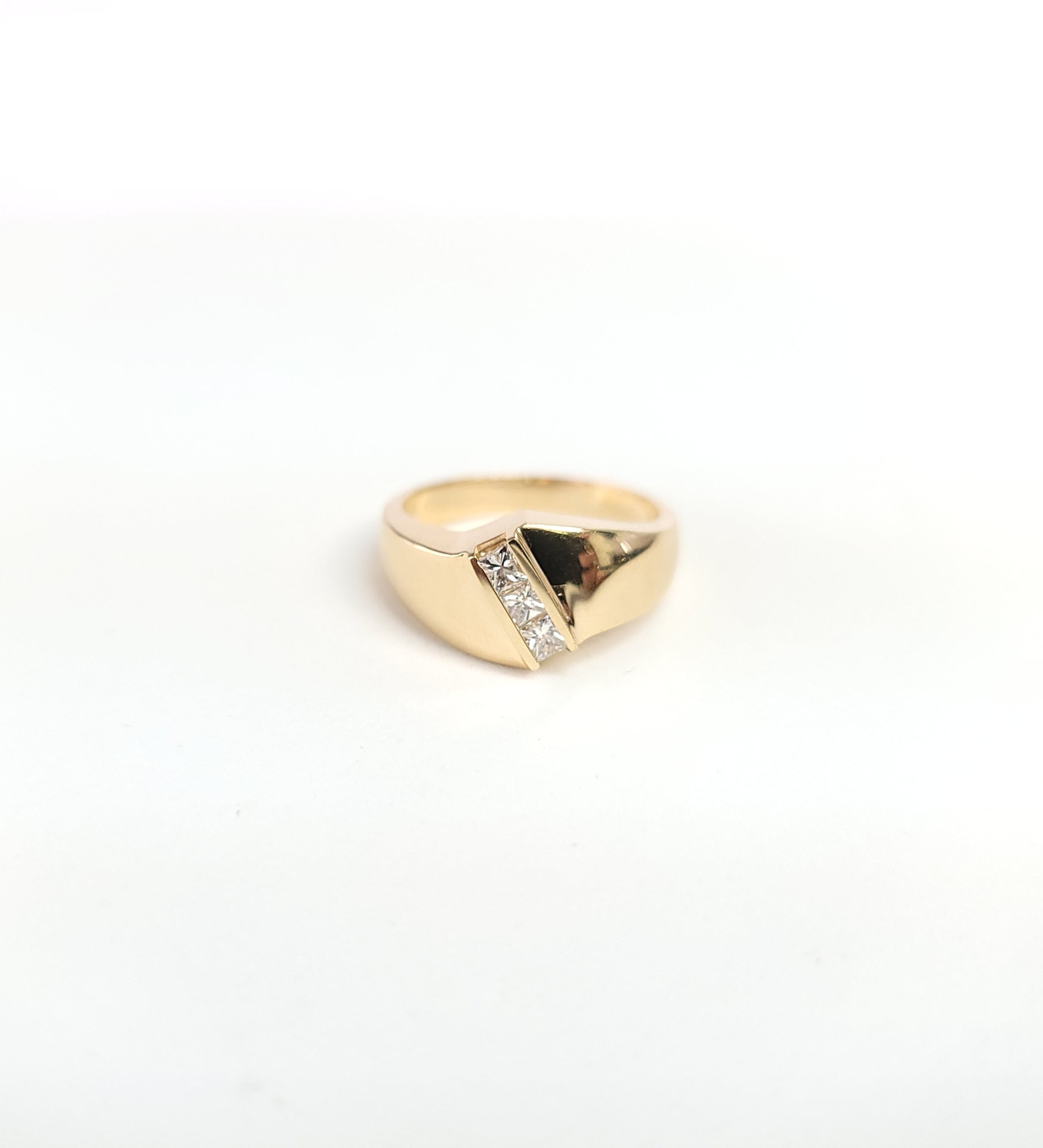 Princess Cut Diagonal Diamond Ring .40cttw 14k Yellow Gold