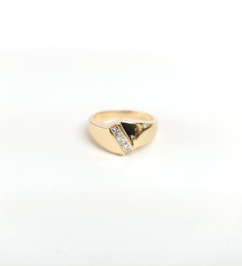 Princess Cut Diagonal Diamond Ring .40cttw 14k Yellow Gold
