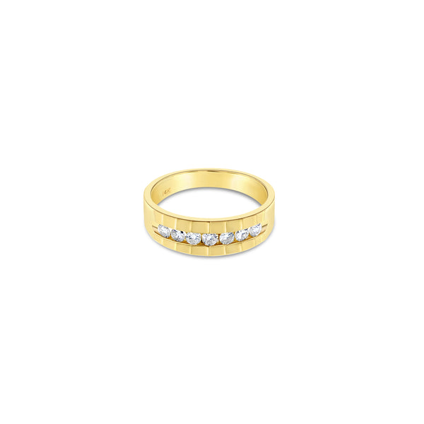 Diamond Wedding Band with modern design 1.00cttw 14k Yellow Gold
