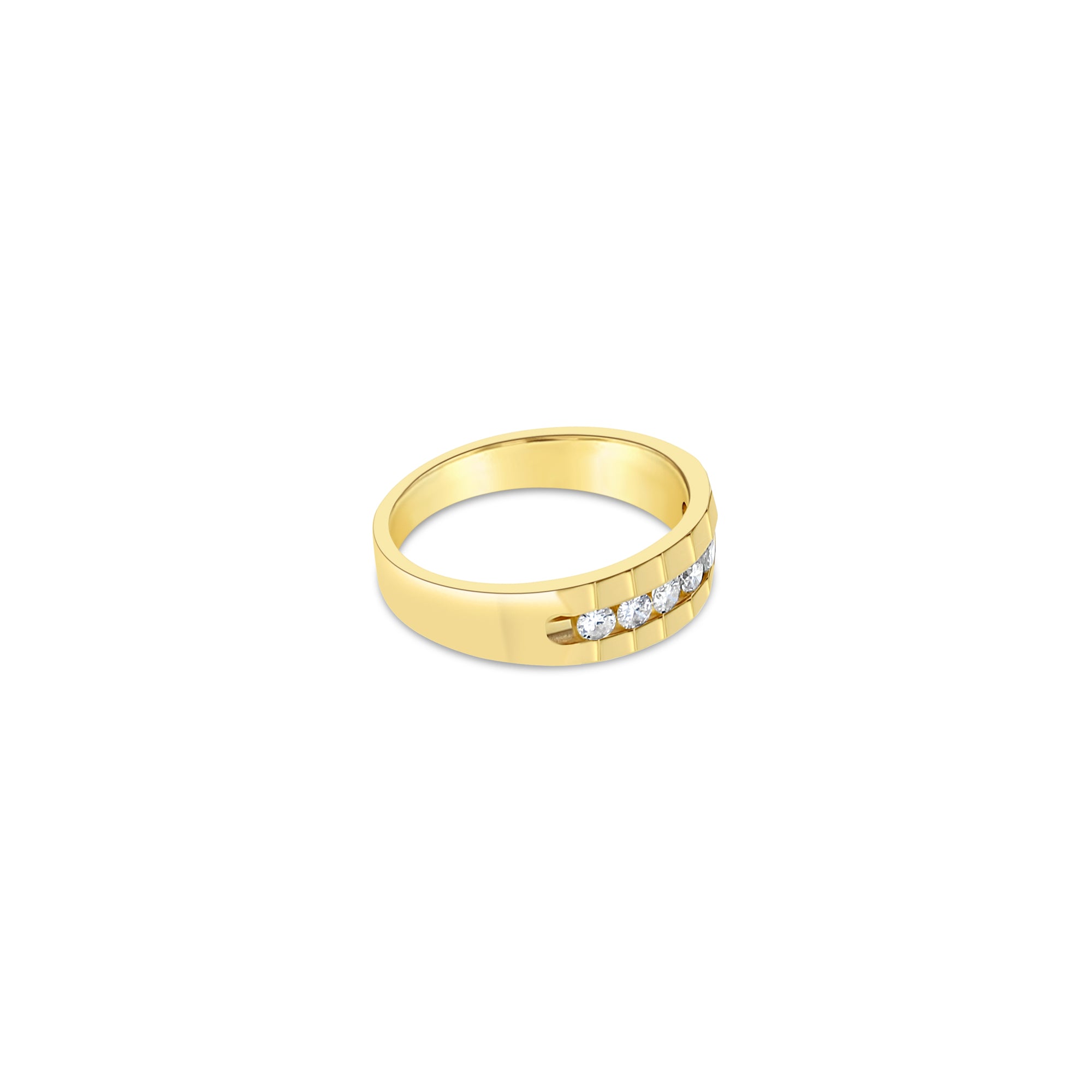 Diamond Wedding Band with modern design 1.00cttw 14k Yellow Gold