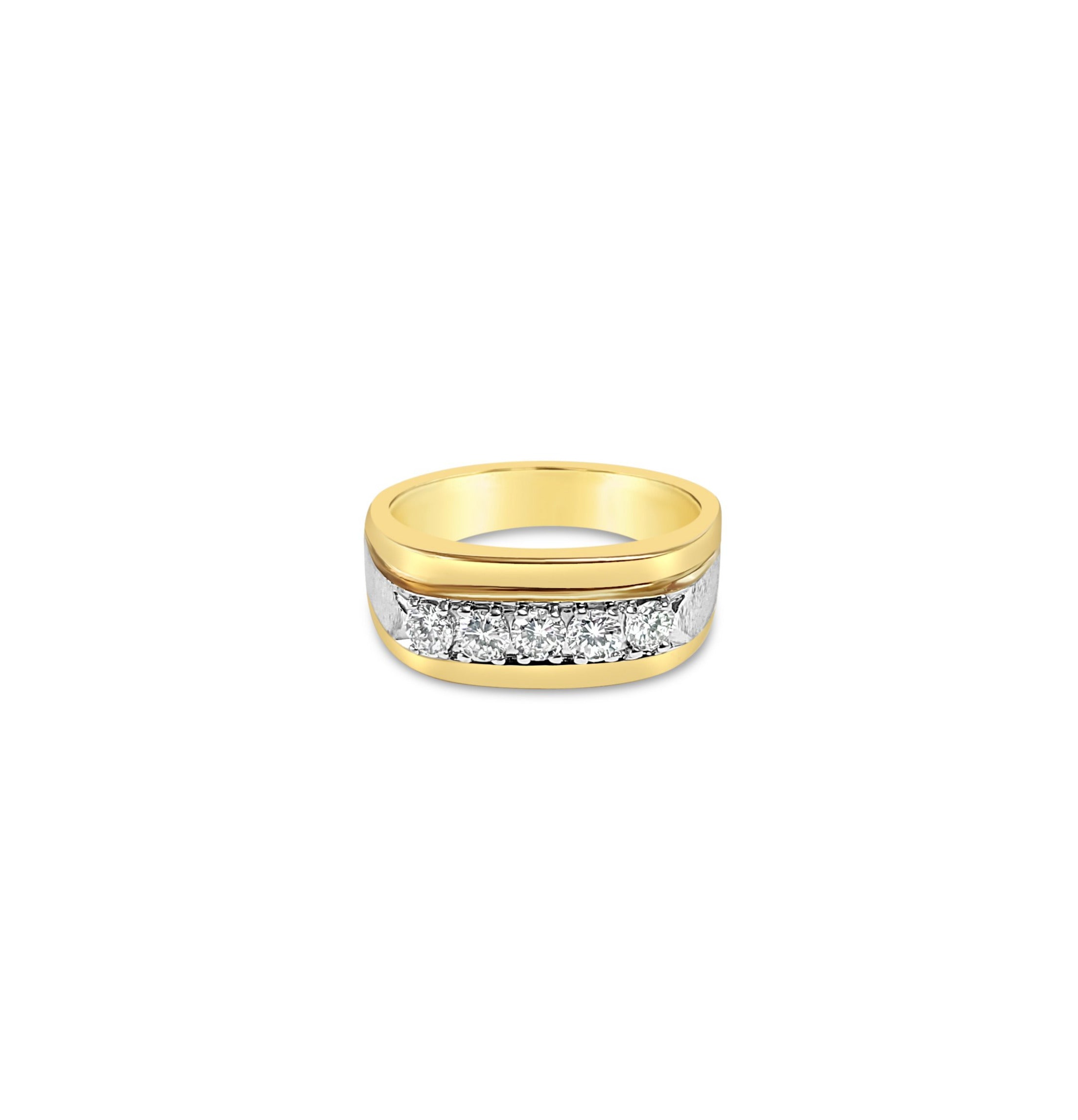 Diamond Band with Brushed Satin Finish .75cttw 14k Two-Toned Gold