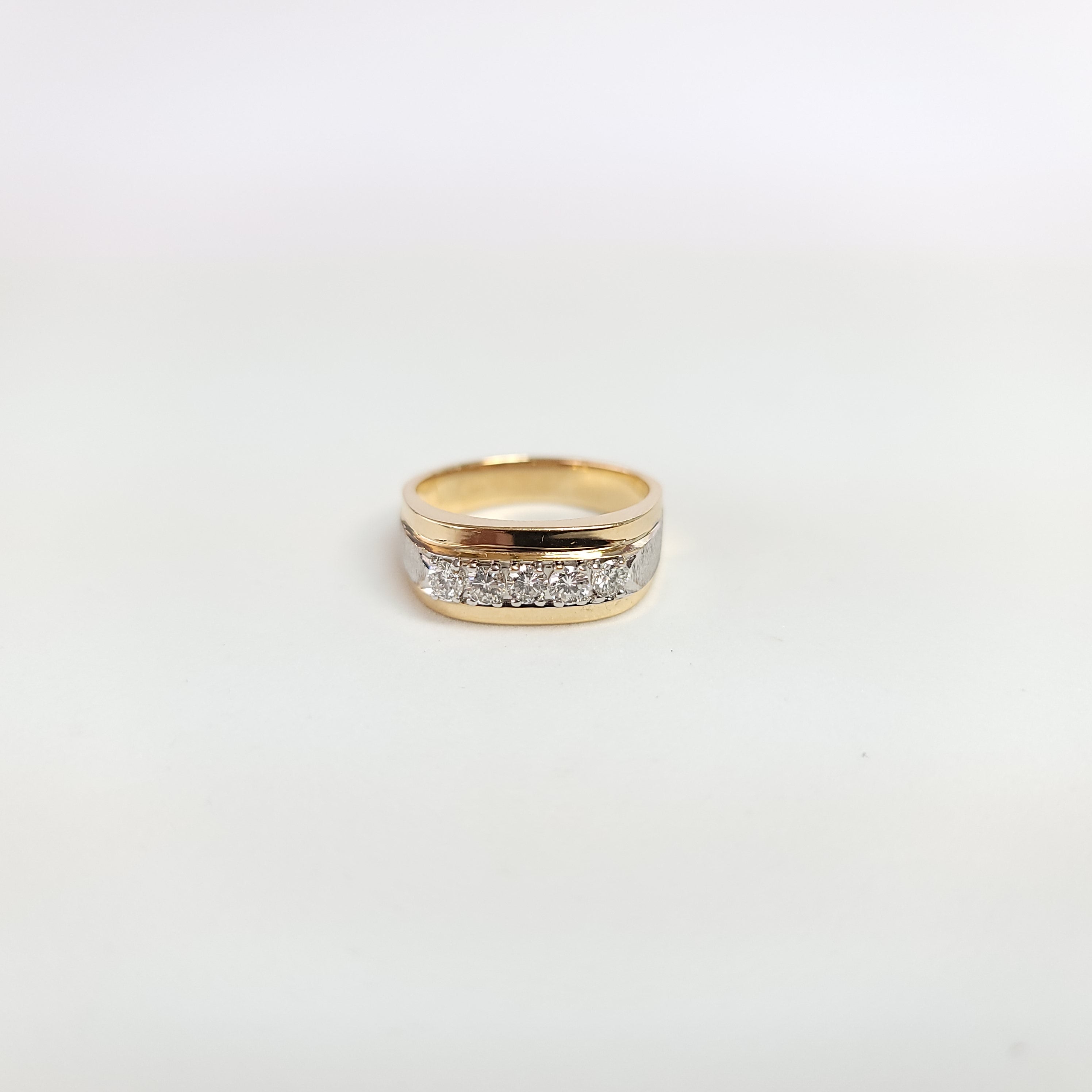 Diamond Band with Brushed Satin Finish .75cttw 14k Two-Toned Gold