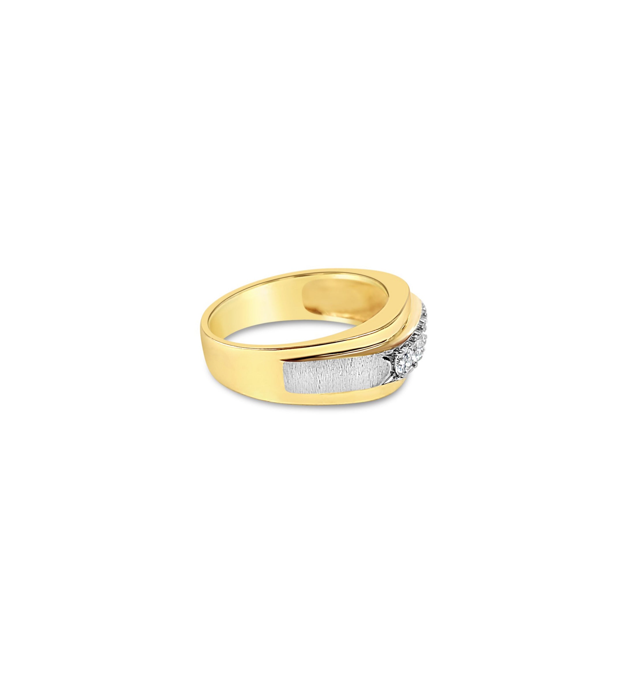 Diamond Band with Brushed Satin Finish .75cttw 14k Two-Toned Gold